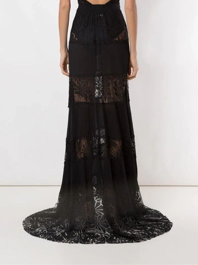 Shop Amir Slama Lace Panels Maxi Skirt In Black