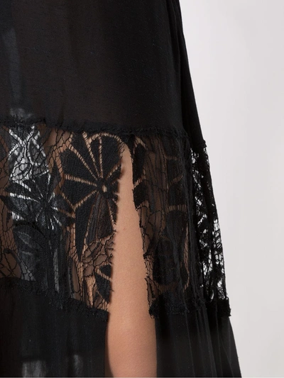 Shop Amir Slama Lace Panels Maxi Skirt In Black