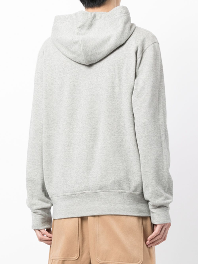 Shop Comme Des Garçons Play Heart Patch Zip-up Hoodie In Grey