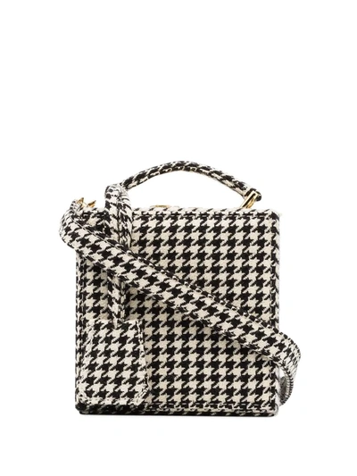 Shop Natasha Zinko Black And White Tweed Wool Box Bag