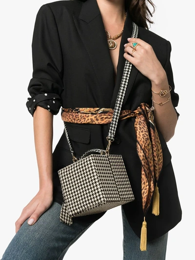 Shop Natasha Zinko Black And White Tweed Wool Box Bag