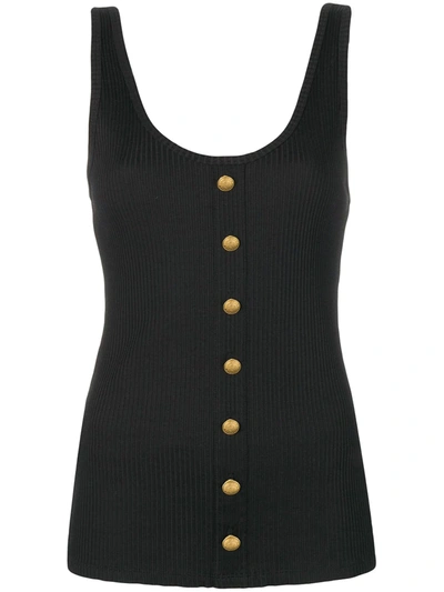 Shop Balmain Button Detailed Vest Top In Black