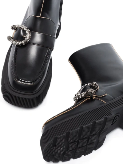 Shop Gucci Tiger Head Ankle Boots In Black