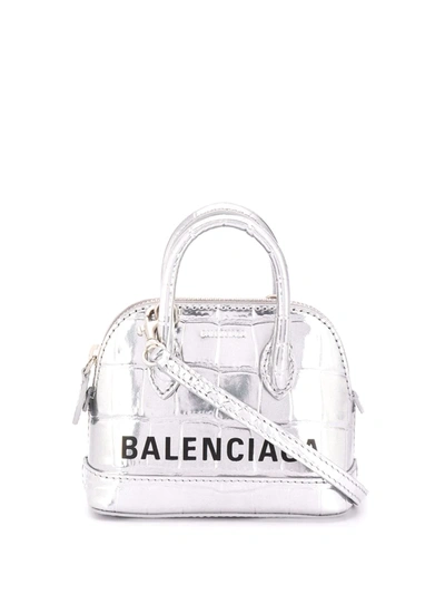 Shop Balenciaga Top Handle Ville Bag In Silver