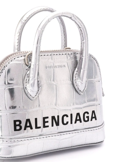 Shop Balenciaga Top Handle Ville Bag In Silver