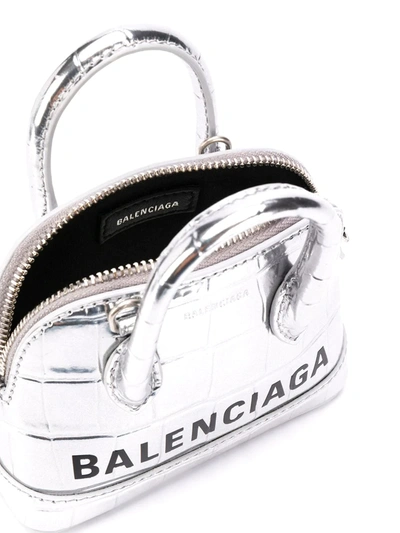 Shop Balenciaga Top Handle Ville Bag In Silver