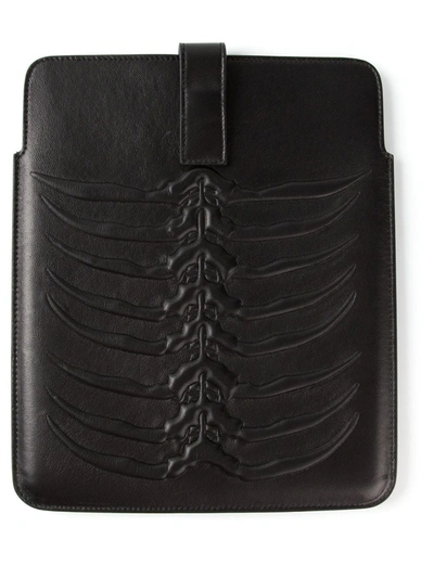 Shop Alexander Mcqueen Rib Cage Tablet Case In Black