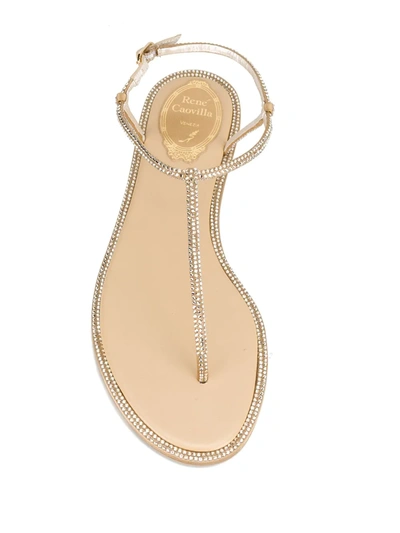 Shop René Caovilla Crystal Embellished Sandals In Neutrals