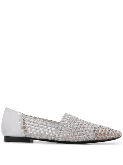 Shop Emporio Armani Perforated Loafers In Silver