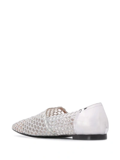 Shop Emporio Armani Perforated Loafers In Silver