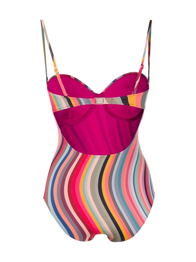 Shop Paul Smith Swirl Print Wrap Bandeau Swimsuit In Pink