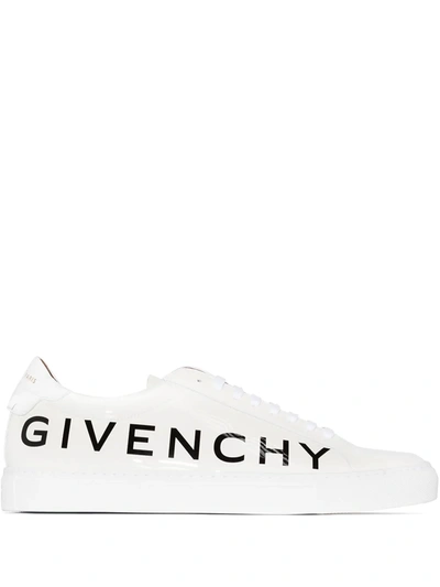 WHITE URBAN PATENT LEATHER LOGO SNEAKERS