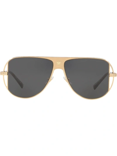 Shop Versace Ve 2212 Sunglasses In Gold