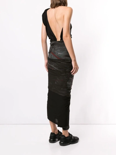 Pre-owned Yohji Yamamoto Tie-dye Draped Dress In Black