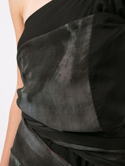 Pre-owned Yohji Yamamoto Tie-dye Draped Dress In Black