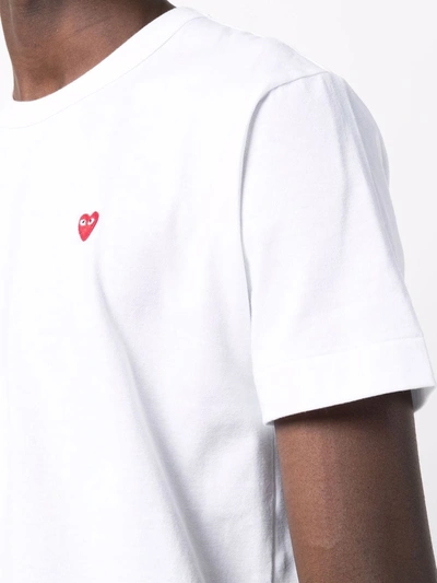 Shop Comme Des Garçons Play Micro Heart Round-neck T-shirt In White