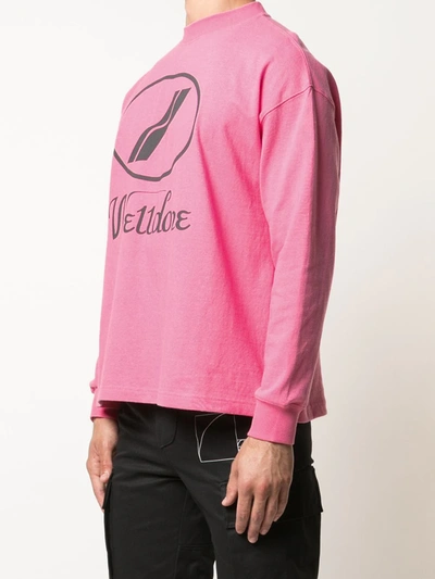 Shop We11 Done Logo Print Crewneck Sweatshirt In Pink