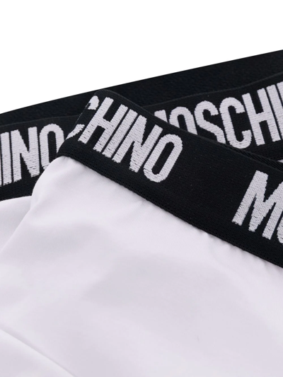 Shop Moschino Logo-waistband Stretch-cotton Boxers In White