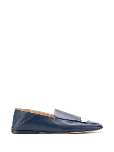 Shop Sergio Rossi Slip-on Logo Plaque Loafers In Blue