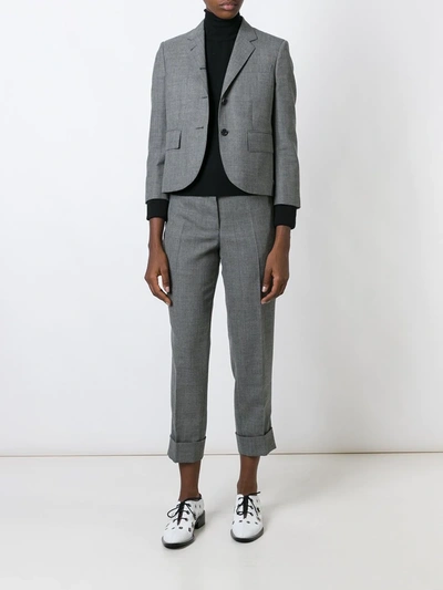 Shop Thom Browne Classic Single Breasted Sport Coat In Medium Grey 2-ply Wool Fresco