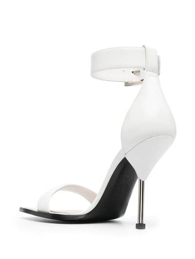 Shop Alexander Mcqueen Square-toe Leather Sandals In White