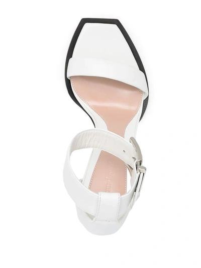 Shop Alexander Mcqueen Square-toe Leather Sandals In White