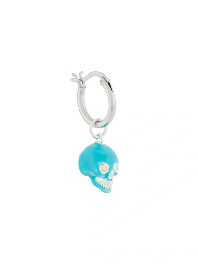 Shop True Rocks Small Skull Hoop Earring In Silver