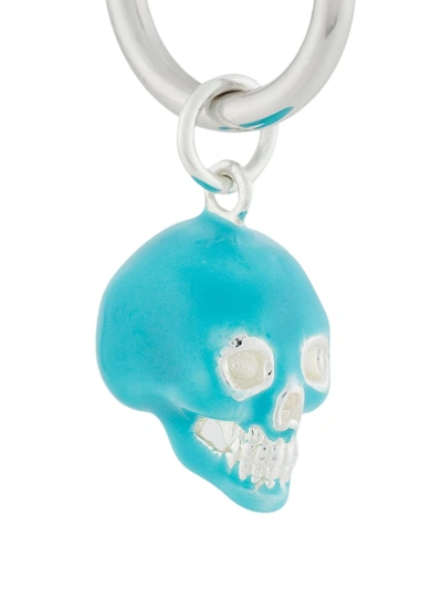 Shop True Rocks Small Skull Hoop Earring In Silver