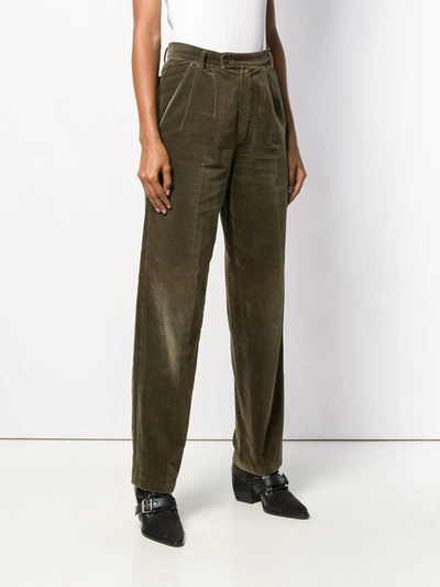 Pre-owned Versace 1980's Velvety Tapered Trousers In Brown