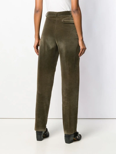 Pre-owned Versace 1980's Velvety Tapered Trousers In Brown