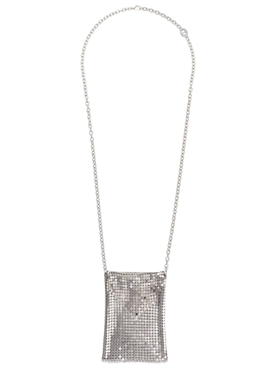 Shop Rabanne Mesh Pendant Necklace In Silver
