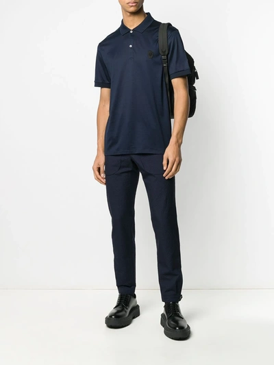 Shop Alexander Mcqueen Beaded Skull Polo Shirt In Blue