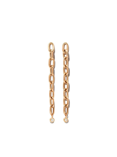 Shop Zoë Chicco 14kt Yellow Gold Diamond Chain-link Drop Earrings
