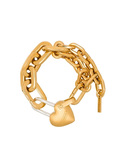 Shop Ambush Heart Padlock Chain-link Bracelet In 107 - Metallic: