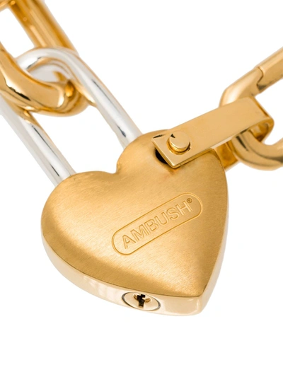 Shop Ambush Heart Padlock Chain-link Bracelet In 107 - Metallic: