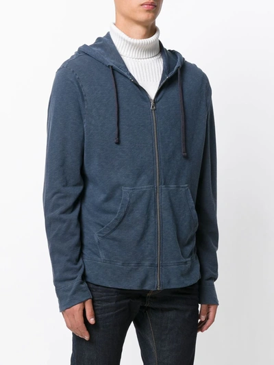 Shop James Perse Jersey Zip Hoodie In Blue