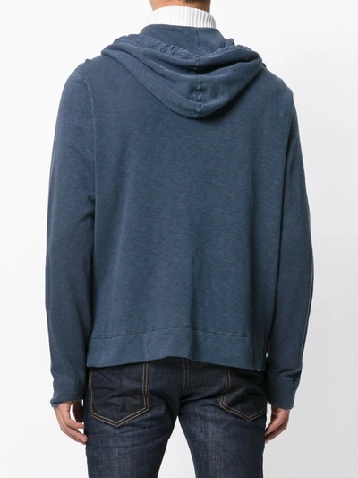 Shop James Perse Jersey Zip Hoodie In Blue