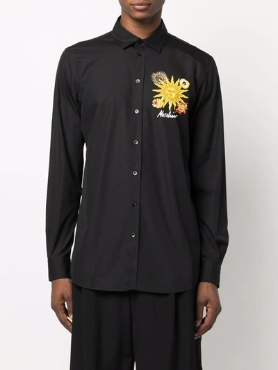 Shop Moschino Graphic-print Button-up Shirt In Schwarz