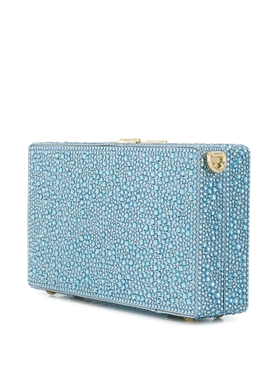 Shop Dolce & Gabbana Box Rhinestone Embellished Clutch In Blue