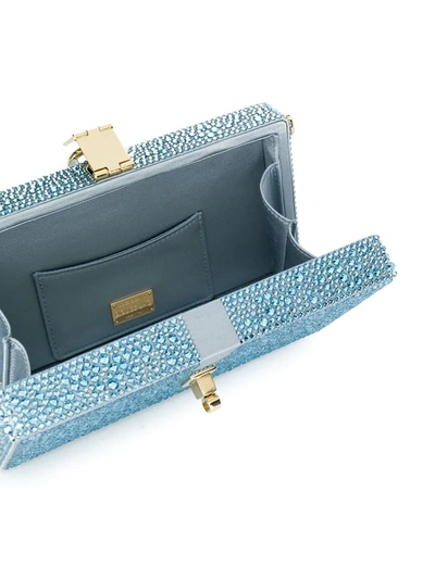 Shop Dolce & Gabbana Box Rhinestone Embellished Clutch In Blue