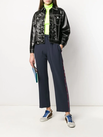 Shop Kenzo Straight-leg Cropped Track Pants In Blue