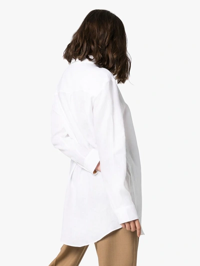 Shop Asceno Oversized Linen Shirt In White