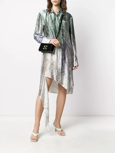 Shop Off-white Spiral Asymmetric Shirt Dress In Grey