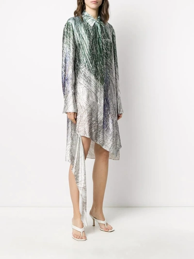 Shop Off-white Spiral Asymmetric Shirt Dress In Grey