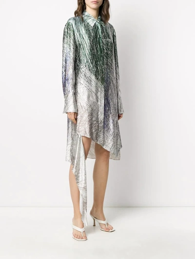 Off-white Bouroullec Spiral Printed Satin Shirt Dress In Grey