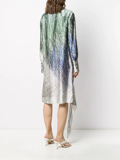 Off-white Bouroullec Spiral Printed Satin Shirt Dress In Grey