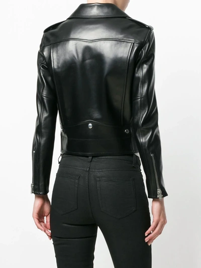 Shop Saint Laurent Zip-up Leather Biker Jacket In Black