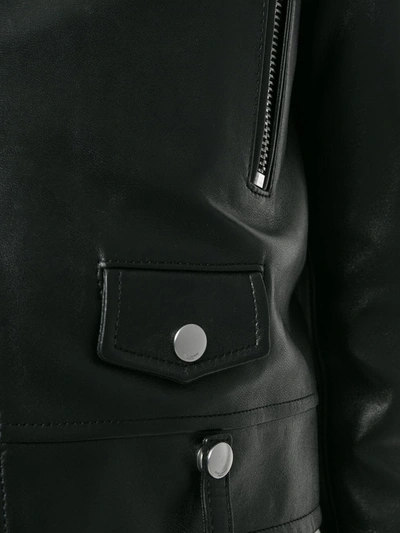 Shop Saint Laurent Zip-up Leather Biker Jacket In Black