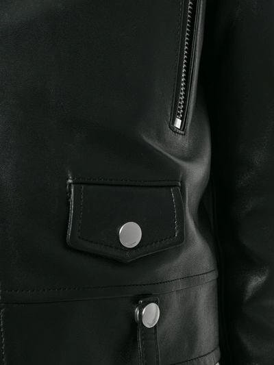 Saint Laurent Zip-up Leather Biker Jacket In Black