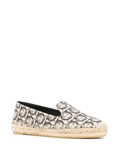 Ferragamo 10mm Sue Gancini Logo Fabric Espadrilles In Neutrals